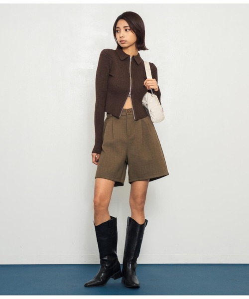 ANAP（アナップ）の「ダブルジップリブニットトップス（ニット/セーター・レディース・グレー/オレンジ/ダークブラウン・FREE）」の20枚目の写真