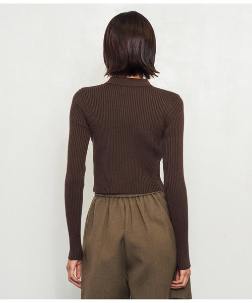 ANAP（アナップ）の「ダブルジップリブニットトップス（ニット/セーター・レディース・グレー/オレンジ/ダークブラウン・FREE）」の9枚目の写真