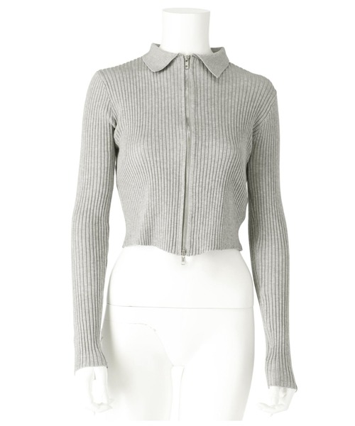 ANAP（アナップ）の「ダブルジップリブニットトップス（ニット/セーター・レディース・グレー/オレンジ/ダークブラウン・FREE）」の10枚目の写真