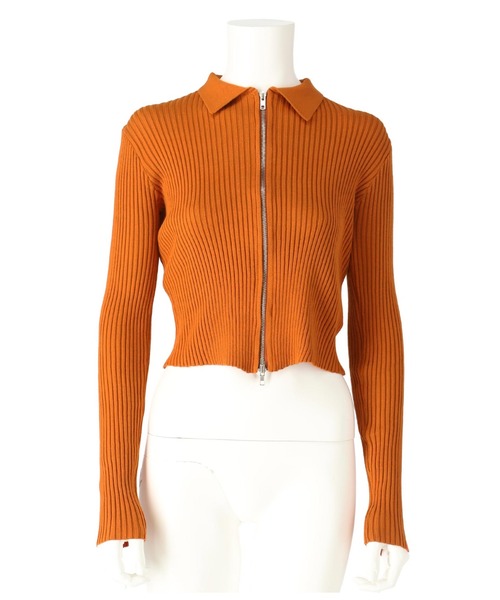 ANAP（アナップ）の「ダブルジップリブニットトップス（ニット/セーター・レディース・グレー/オレンジ/ダークブラウン・FREE）」の12枚目の写真