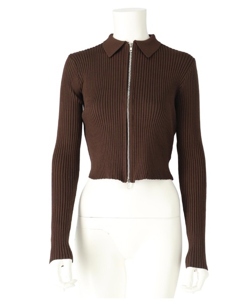 ANAP（アナップ）の「ダブルジップリブニットトップス（ニット/セーター・レディース・グレー/オレンジ/ダークブラウン・FREE）」の13枚目の写真