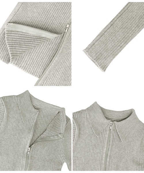 ANAP（アナップ）の「ダブルジップリブニットトップス（ニット/セーター・レディース・グレー/オレンジ/ダークブラウン・FREE）」の14枚目の写真