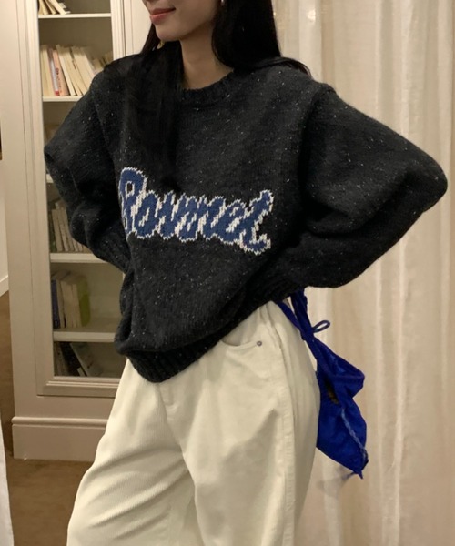 CREARE -LINO-(クレアーレリノ)の「〈ユニセックス商品〉ジャガード編みロゴニットップス(ニット/セーター・レディース・アイボリー/ブラック/グリーン・FREE)」の3枚目の写真