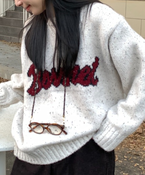 CREARE -LINO-(クレアーレリノ)の「〈ユニセックス商品〉ジャガード編みロゴニットップス(ニット/セーター・レディース・アイボリー/ブラック/グリーン・FREE)」の21枚目の写真