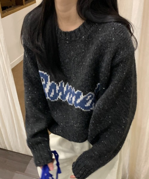 CREARE -LINO-(クレアーレリノ)の「〈ユニセックス商品〉ジャガード編みロゴニットップス(ニット/セーター・レディース・アイボリー/ブラック/グリーン・FREE)」の8枚目の写真