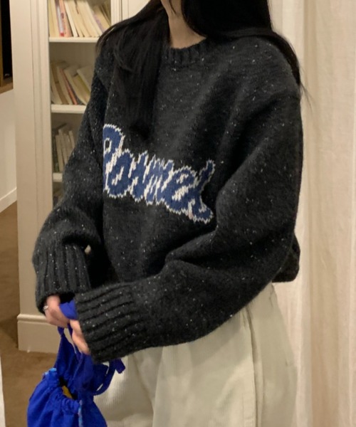 CREARE -LINO-(クレアーレリノ)の「〈ユニセックス商品〉ジャガード編みロゴニットップス(ニット/セーター・レディース・アイボリー/ブラック/グリーン・FREE)」の7枚目の写真