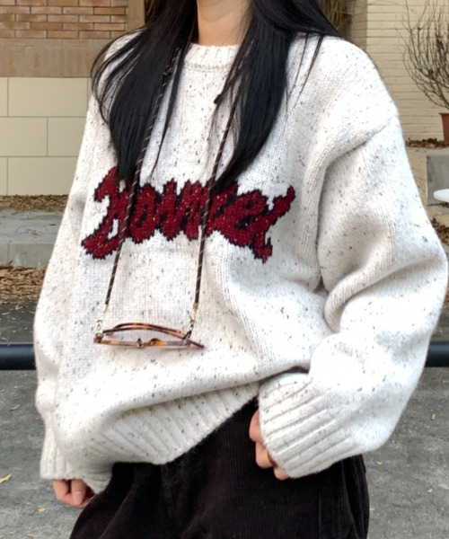 CREARE -LINO-(クレアーレリノ)の「〈ユニセックス商品〉ジャガード編みロゴニットップス(ニット/セーター・レディース・アイボリー/ブラック/グリーン・FREE)」の18枚目の写真