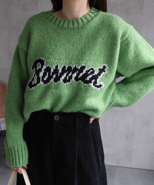 CREARE -LINO-(クレアーレリノ)の「〈ユニセックス商品〉ジャガード編みロゴニットップス(ニット/セーター・レディース・アイボリー/ブラック/グリーン・FREE)」の12枚目の写真