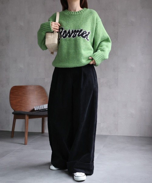 CREARE -LINO-(クレアーレリノ)の「〈ユニセックス商品〉ジャガード編みロゴニットップス(ニット/セーター・レディース・アイボリー/ブラック/グリーン・FREE)」の11枚目の写真