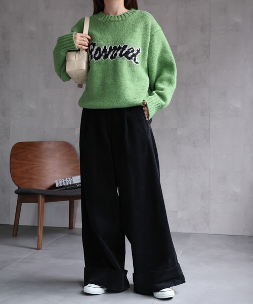 CREARE -LINO-(クレアーレリノ)の「〈ユニセックス商品〉ジャガード編みロゴニットップス(ニット/セーター・レディース・アイボリー/ブラック/グリーン・FREE)」の22枚目の写真