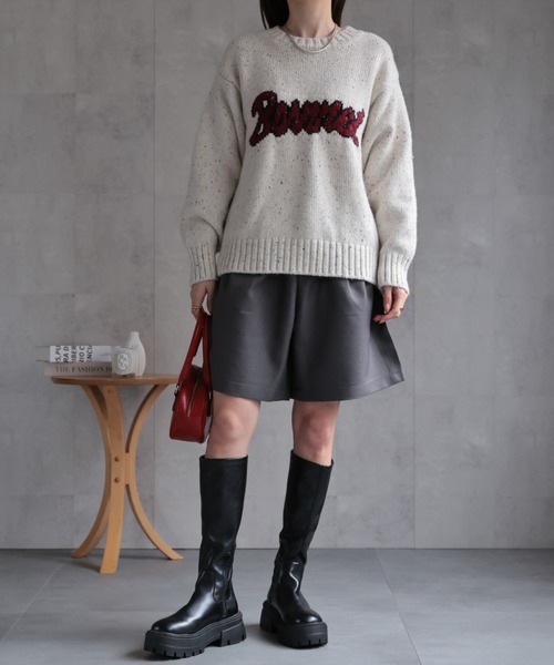 CREARE -LINO-(クレアーレリノ)の「〈ユニセックス商品〉ジャガード編みロゴニットップス(ニット/セーター・レディース・アイボリー/ブラック/グリーン・FREE)」の16枚目の写真