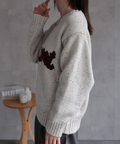 CREARE -LINO-(クレアーレリノ)の「〈ユニセックス商品〉ジャガード編みロゴニットップス(ニット/セーター・レディース・アイボリー/ブラック/グリーン・FREE)」の15枚目の写真