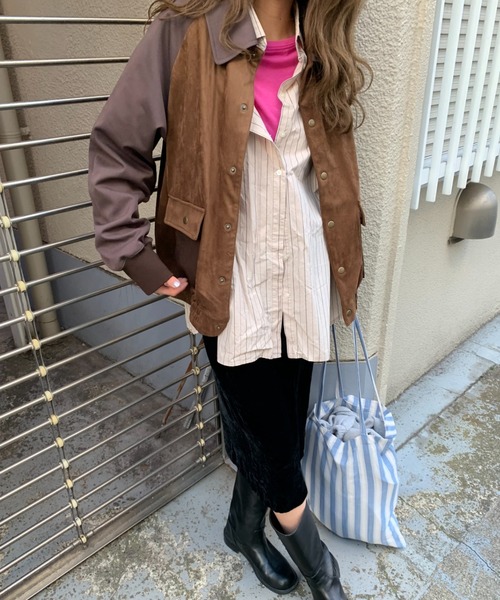 INTER FACTORY（インターファクトリー）の「DAIKI - 切替スエードブルゾン / Switching Suede Blouson - made in INTER FACTORY（ブルゾン・メンズ・ブラック/ブラウン・LARGE/MEDIUM/SMALL）」の20枚目の写真