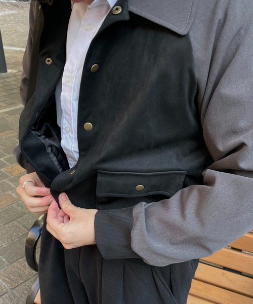 INTER FACTORY（インターファクトリー）の「DAIKI - 切替スエードブルゾン / Switching Suede Blouson - made in INTER FACTORY（ブルゾン・メンズ・ブラック/ブラウン・LARGE/MEDIUM/SMALL）」の16枚目の写真