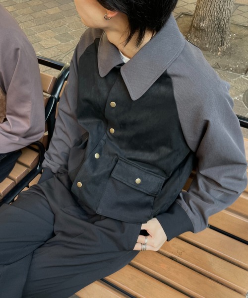 INTER FACTORY（インターファクトリー）の「DAIKI - 切替スエードブルゾン / Switching Suede Blouson - made in INTER FACTORY（ブルゾン・メンズ・ブラック/ブラウン・LARGE/MEDIUM/SMALL）」の17枚目の写真