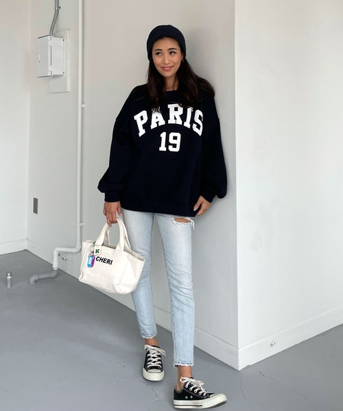 PARISロゴスウェットオーバーサイズプルオーバー（スウェット）｜CHERI