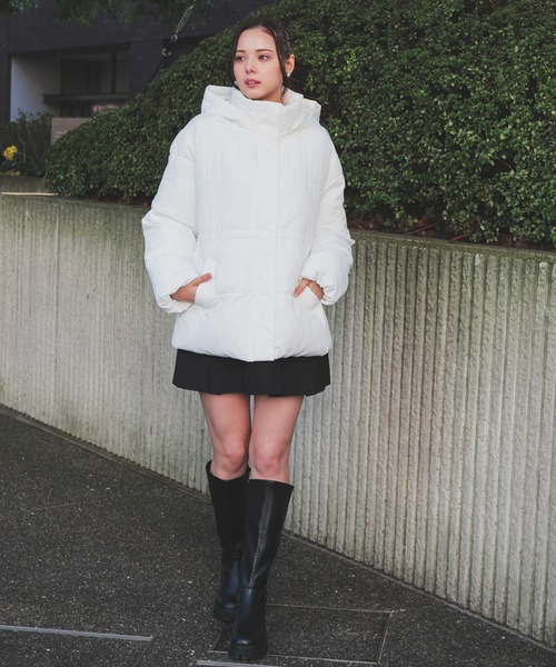 Honeys（ハニーズ）の「【非フッ素撥水加工】ウエストドロストダウン（ダウンジャケット/コート・レディース・ピンク/ホワイト/ブラック・L/LL/M/S）」の6枚目の写真