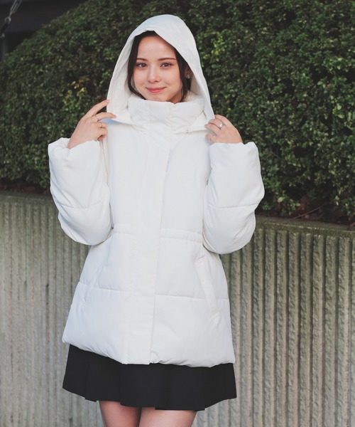 Honeys（ハニーズ）の「【非フッ素撥水加工】ウエストドロストダウン（ダウンジャケット/コート・レディース・ピンク/ホワイト/ブラック・L/LL/M/S）」の8枚目の写真