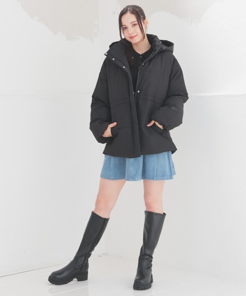 Honeys（ハニーズ）の「【非フッ素撥水加工】ウエストドロストダウン（ダウンジャケット/コート・レディース・ピンク/ホワイト/ブラック・L/LL/M/S）」の14枚目の写真