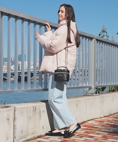 Honeys（ハニーズ）の「【非フッ素撥水加工】ウエストドロストダウン（ダウンジャケット/コート・レディース・ピンク/ホワイト/ブラック・L/LL/M/S）」の19枚目の写真