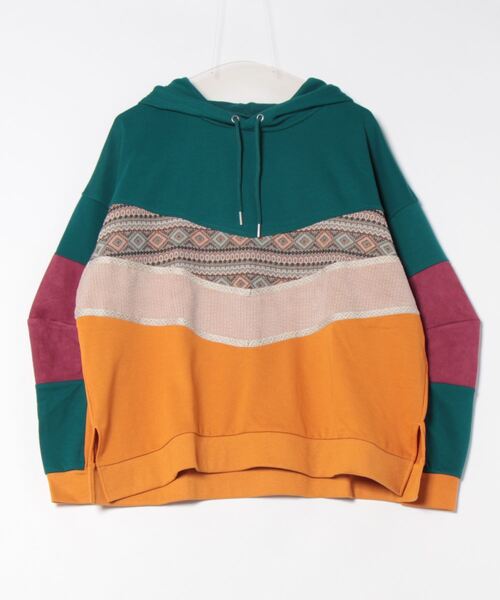 チャイハネ（チャイハネ）の「【チャイハネ】ファルパキフードトップス（パーカー・レディース・ターコイズブルー/ブラック/ホワイト・FREE）」の3枚目の写真