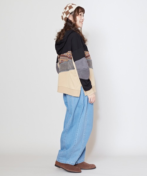 チャイハネ（チャイハネ）の「【チャイハネ】ファルパキフードトップス（パーカー・レディース・ターコイズブルー/ブラック/ホワイト・FREE）」の7枚目の写真