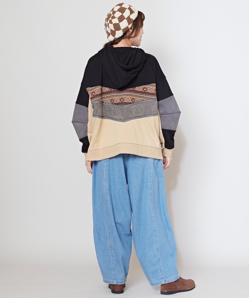 チャイハネ（チャイハネ）の「【チャイハネ】ファルパキフードトップス（パーカー・レディース・ターコイズブルー/ブラック/ホワイト・FREE）」の6枚目の写真