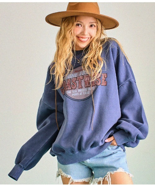 anap mimpi（アナップミンピ）の「裏起毛 ピグメント ヴィンテージ風 プリント スウェット（スウェット・レディース・ブラック/ネイビー/ピンク・FREE）」の12枚目の写真