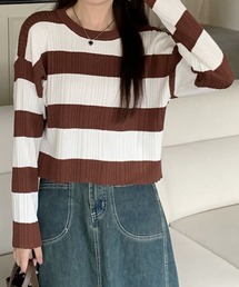 ニットトップス ショート丈 秋冬トップス