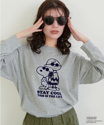 PEANUTS（ピーナッツ）の「【PEANUTS/ピーナッツ】スヌーピー/SNOOPY フロッキープリントロンT（Tシャツ/カットソー）」