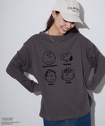 【PEANUTS/ピーナッツ】スヌーピー/SNOOPY フロッキープリントロンT