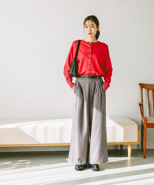 GLOBAL WORK（グローバルワーク）の「スッキレイクルーカーディガン長袖/253157（カーディガン/ボレロ・レディース・グレー系1/イエロー/ブラック系9/レッド・SMALL/LARGE/MEDIUM）」の10枚目の写真