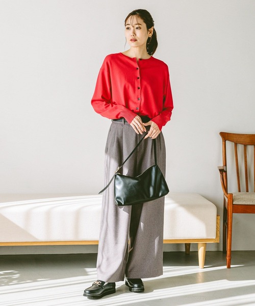 GLOBAL WORK（グローバルワーク）の「スッキレイクルーカーディガン長袖/253157（カーディガン/ボレロ・レディース・グレー系1/イエロー/ブラック系9/レッド・SMALL/LARGE/MEDIUM）」の11枚目の写真