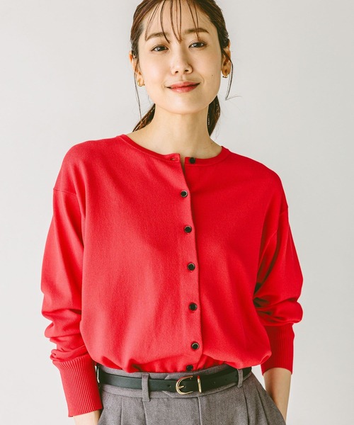 GLOBAL WORK（グローバルワーク）の「スッキレイクルーカーディガン長袖/253157（カーディガン/ボレロ・レディース・グレー系1/イエロー/ブラック系9/レッド・SMALL/LARGE/MEDIUM）」の13枚目の写真