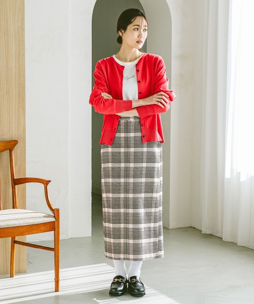 GLOBAL WORK（グローバルワーク）の「スッキレイクルーカーディガン長袖/253157（カーディガン/ボレロ・レディース・グレー系1/イエロー/ブラック系9/レッド・SMALL/LARGE/MEDIUM）」の15枚目の写真