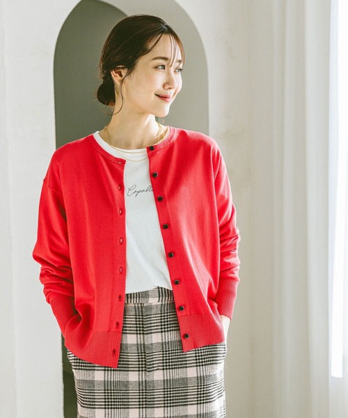 GLOBAL WORK（グローバルワーク）の「スッキレイクルーカーディガン長袖/253157（カーディガン/ボレロ・レディース・グレー系1/イエロー/ブラック系9/レッド・SMALL/LARGE/MEDIUM）」の18枚目の写真