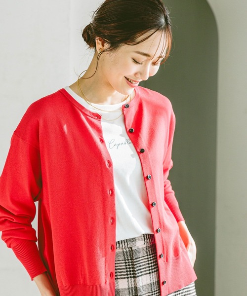 GLOBAL WORK（グローバルワーク）の「スッキレイクルーカーディガン長袖/253157（カーディガン/ボレロ・レディース・グレー系1/イエロー/ブラック系9/レッド・SMALL/LARGE/MEDIUM）」の19枚目の写真