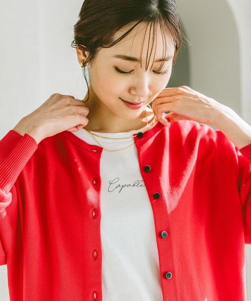 GLOBAL WORK（グローバルワーク）の「スッキレイクルーカーディガン長袖/253157（カーディガン/ボレロ・レディース・グレー系1/イエロー/ブラック系9/レッド・SMALL/LARGE/MEDIUM）」の20枚目の写真