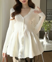 Ada.（エイダ）の「ディープVネック ワイドリブ ペプラム カーディガン（カーディガン/ボレロ）」