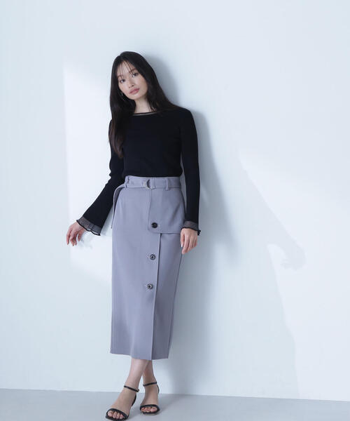 NATURAL BEAUTY BASIC(ナチュラルビューティーベーシック)の「◇ボートネックシアーカフスニット(ニット/セーター・レディース・ブラック/ライトグリーン/ホワイト系その他/グレー・FREE)」の5枚目の写真