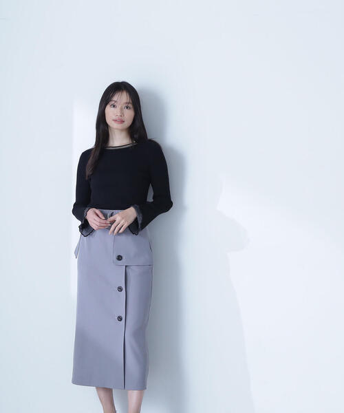 NATURAL BEAUTY BASIC(ナチュラルビューティーベーシック)の「◇ボートネックシアーカフスニット(ニット/セーター・レディース・ブラック/ライトグリーン/ホワイト系その他/グレー・FREE)」の7枚目の写真