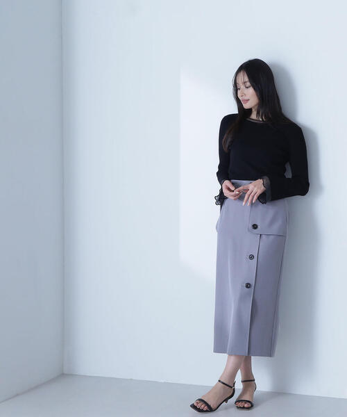 NATURAL BEAUTY BASIC(ナチュラルビューティーベーシック)の「◇ボートネックシアーカフスニット(ニット/セーター・レディース・ブラック/ライトグリーン/ホワイト系その他/グレー・FREE)」の11枚目の写真