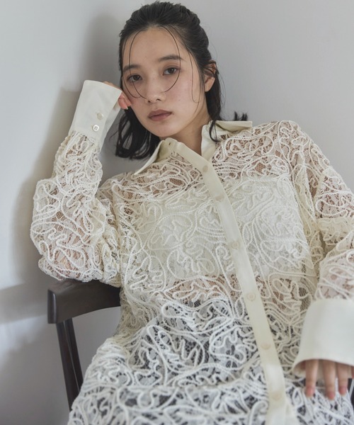 feepur（フェピュール）の「コードレースシアーシャツ（シャツ/ブラウス・レディース・アイボリー/ブラック・MEDIUM）」の17枚目の写真