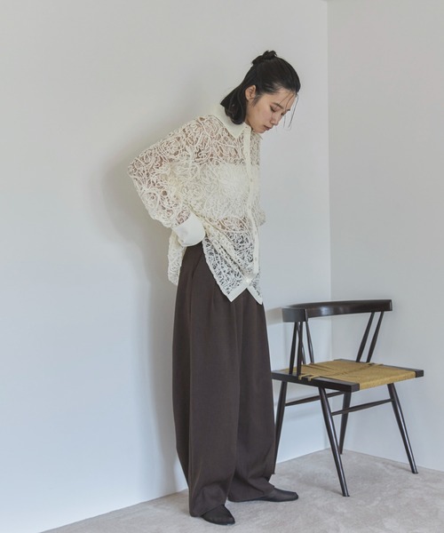 feepur（フェピュール）の「コードレースシアーシャツ（シャツ/ブラウス・レディース・アイボリー/ブラック・MEDIUM）」の13枚目の写真