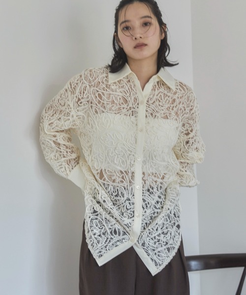 feepur（フェピュール）の「コードレースシアーシャツ（シャツ/ブラウス・レディース・アイボリー/ブラック・MEDIUM）」の20枚目の写真