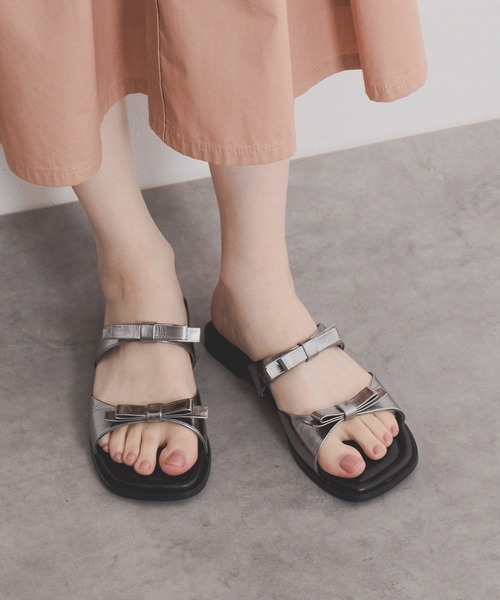 NICAL（ニカル）の「【本革】【NICAL】ダブルリボンミュールサンダル/554203（サンダル・レディース・ガンメタ/アイボリー/ピンク・X-LARGE/LARGE/MEDIUM/SMALL）」の16枚目の写真