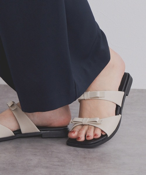NICAL（ニカル）の「【本革】【NICAL】ダブルリボンミュールサンダル/554203（サンダル・レディース・ガンメタ/アイボリー/ピンク・X-LARGE/LARGE/MEDIUM/SMALL）」の6枚目の写真