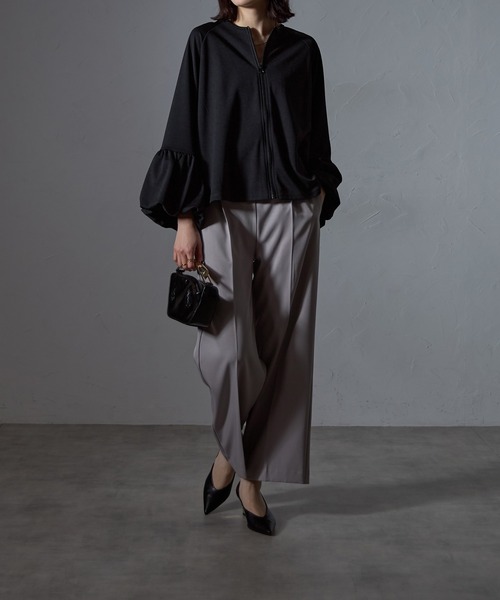 each(イーチ)の「袖バルーンジップアップブルゾン(パーカー・レディース・グレー/ブラック・FREE)」の6枚目の写真