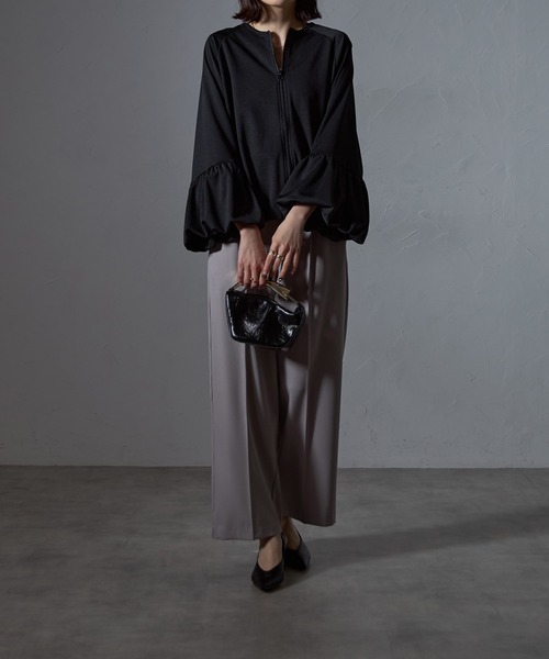 each(イーチ)の「袖バルーンジップアップブルゾン(パーカー・レディース・グレー/ブラック・FREE)」の9枚目の写真