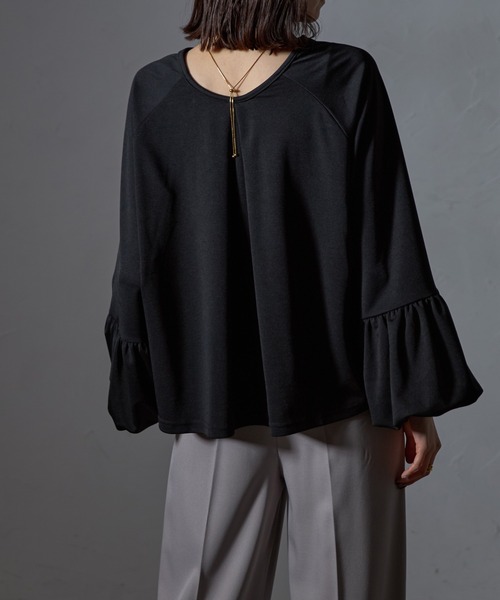 each(イーチ)の「袖バルーンジップアップブルゾン(パーカー・レディース・グレー/ブラック・FREE)」の5枚目の写真